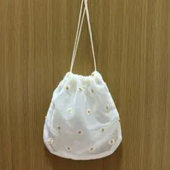 【最終価格】ハンドバッグ 巾着袋 花 刺繍 シースルー