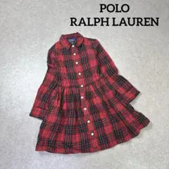 POLO RALPH LAUREN キッズ シャツワンピース チェック 刺繍ロゴ
