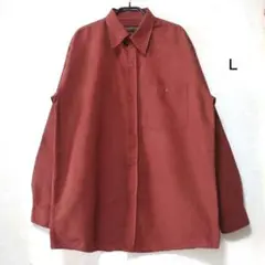 JOHN PHILLIP シルク混シャツ エンジ 英国デザイン US古着 Ｌ