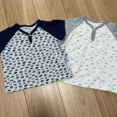 車プリント ラグランTシャツ 2枚セット