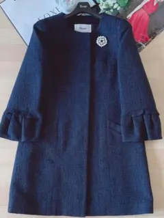 新品同様!ルネツイードノーカラー袖口フリルジャケット 38 foxey