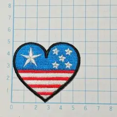 国旗柄ハート　USA 　アメリカ【かわいい ワッペン 刺繍 アイロンワッペン】