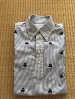 ブルックスブラザーズ　ボタンダウンシャツ　メンズ　XS ストライプ生地に柄刺繍