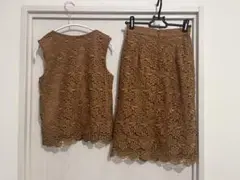 UNIQLO イエローブラウン レース セットアップ　オケージョン　XS