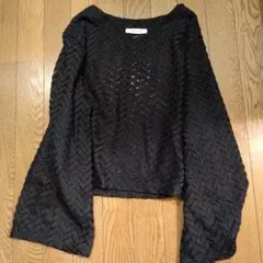ブラックレース長袖トップス Fサイズ