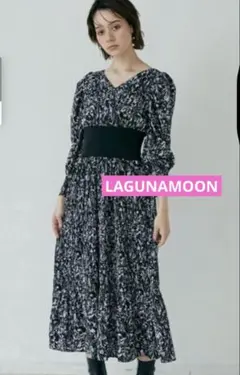 LAGUNAMOON ラグナムーン　ウエストリブタックワンピース　Mサイ