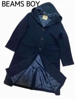 BEAMS BOY ビームスボーイ ウールロングコート ネイビー