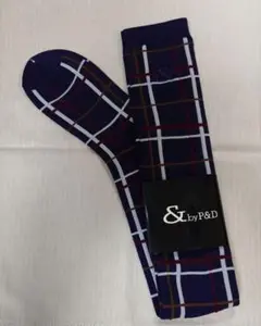 & by P&D ネイビー チェック柄ソックス