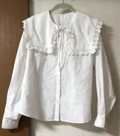 レーストリムビッグカラーシャツ　GU