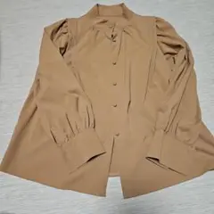 ブラウン 長袖シャツ ポリエステル100%