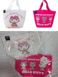 ハローキティ 日焼けキティ メッシュトートバッグ ピンク ホワイト 2個セット