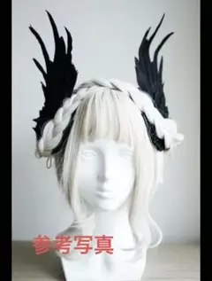 素材●羽ヘアピン 白、黒 セット
