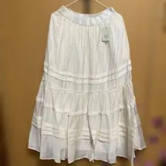 フリル付きホワイトロングスカート　L 未使用
