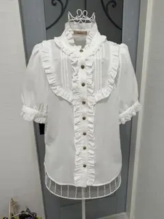 Amavelフリル付きホワイトブラウス Free size