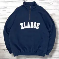 XLARGE エクストララージ ハーフジップスウェット L ネイビー 0331