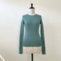 ブラミンクBLAMINK カシミヤシルク18Gリブクルーネックロングスリーブ