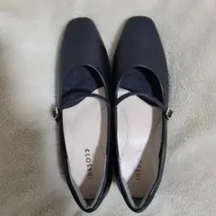 CLOSHI ブラック バレエシューズ ストラップ付き