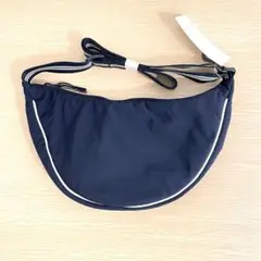 ユニクロ 新品未使用 ラウンドミニショルダーバッグ／ライン ネイビー 本物