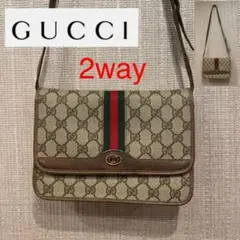 美品 GUCCI グッチ ヴィンテージ シェリーライン ショルダーバッグ GG柄