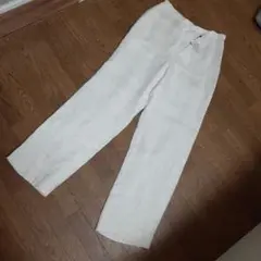 リネン ホワイト ワイドレッグパンツ.新品