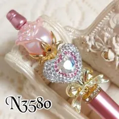 sale‼️N3580 カスタムボールペン 薔薇ビーズ ハート リボン