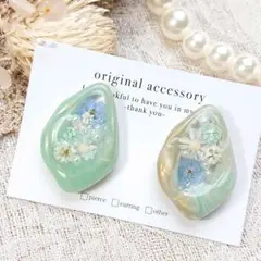 #3836/ハンドメイド♡押し花ドライフラワーレジンピアス