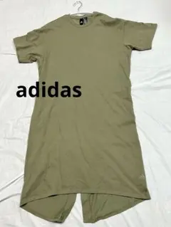 adidas オリーブ カットソーワンピース 半袖　Mサイズ　スリット　ゆったり