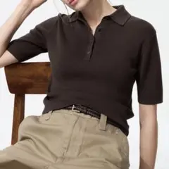 UNIQLO ポロセーター半袖 ブラウン