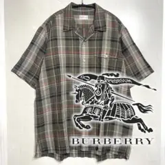 【Burberrys】Open collar linen check shirt