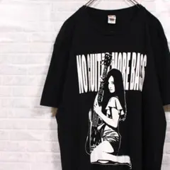 XL セクシー ギター ガール プリント Tシャツ ベース 半袖 黒