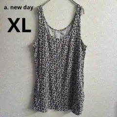 a new day ヒョウ柄 タンクトップ X-Large ブラウン アニマル柄