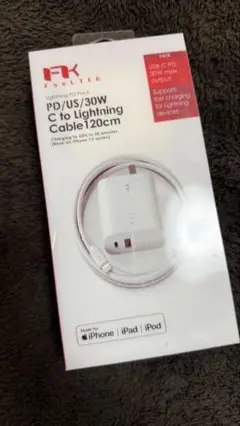 (未開封)Feeltek30W C to Lightning 充電器とケーブル