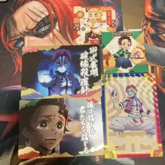 銀だこ 鬼滅の刃コラボ カード シール 計5点まとめ売り 猗窩座 炭治郎 煉獄