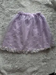 薄紫の刺繍付きチュールスカート 120サイズ