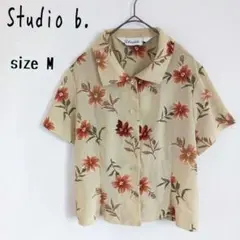 【Studio b.】フラワープリント半袖シャツ 総柄 薄地 レトロ 古着女子