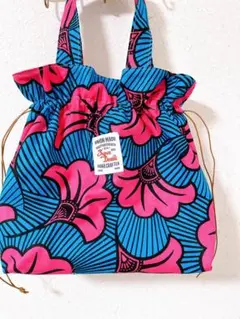 handmade⭐︎巾着型トートバッグ⭐︎アフリカ布