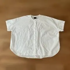 オローネ　ホワイトコットン半袖シャツ