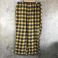 Y5549古着　チェックパンツ　パジャマパンツ　黄　青　黒　90s Y2K