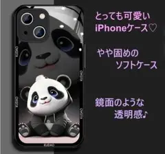 可愛い　パンダ柄　iPhoneケース　iPhone13　ブラック　黒　ケース