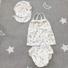 【バースデイ】花柄 水着 帽子 2点セット