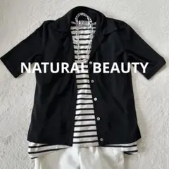 【NATURAL BEAUTY】ナチュラルビューティー　シャツブラウス　半袖　黒