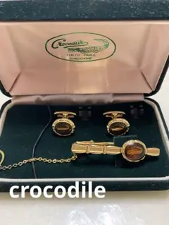 希少品　crocodile カフス　＆ タイピン　 クロコダイル