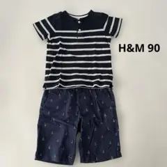 H&M キッズ　90 上下セット　半そで　半ズボンマリン柄