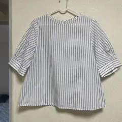 OPAQUE.CLIPストライプ 五分袖 シャツ