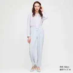 ユニクロ　ドレープリラックステーパードアンクルパンツ S ブルー