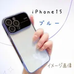 iPhone 15 スマホケース ブルー 耐衝撃 カメラ保護 クリア