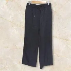 美品【GU】センタープレスワイドパンツ　シンプル　黒　キレカジ　着回し力抜群
