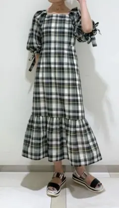 新品【ダイアグラム】チェックオーガンワンピース