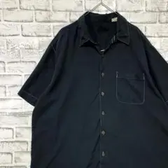 半袖シルクシャツ！アロハ　ブラックXL 30