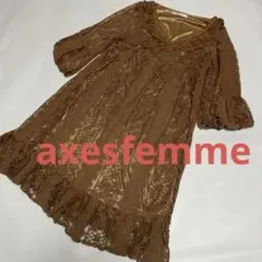 ❣️[axes femme ]❣️柄総レースチュニックワンピース五分袖　Mサイズ❣️